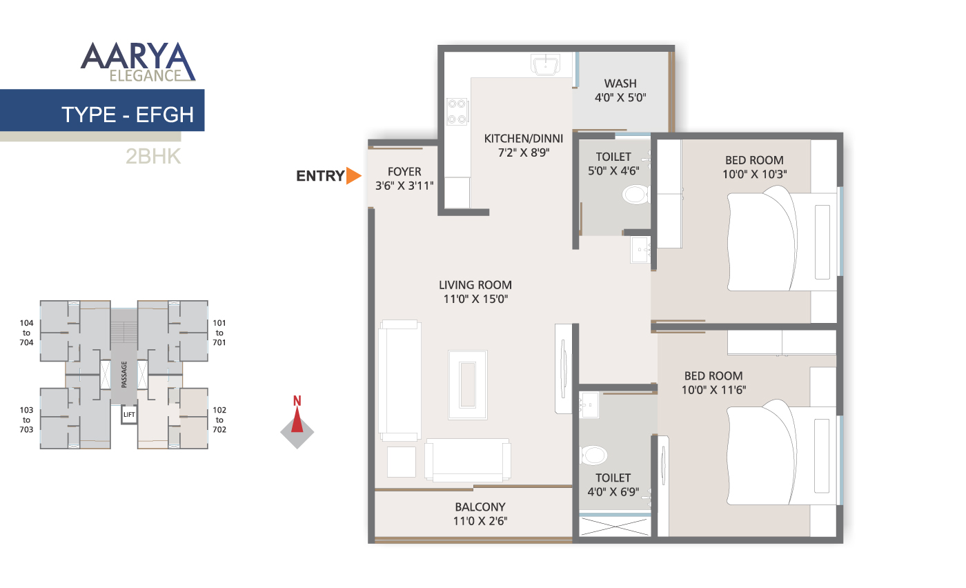 Type - EFGH 2BHK Flats