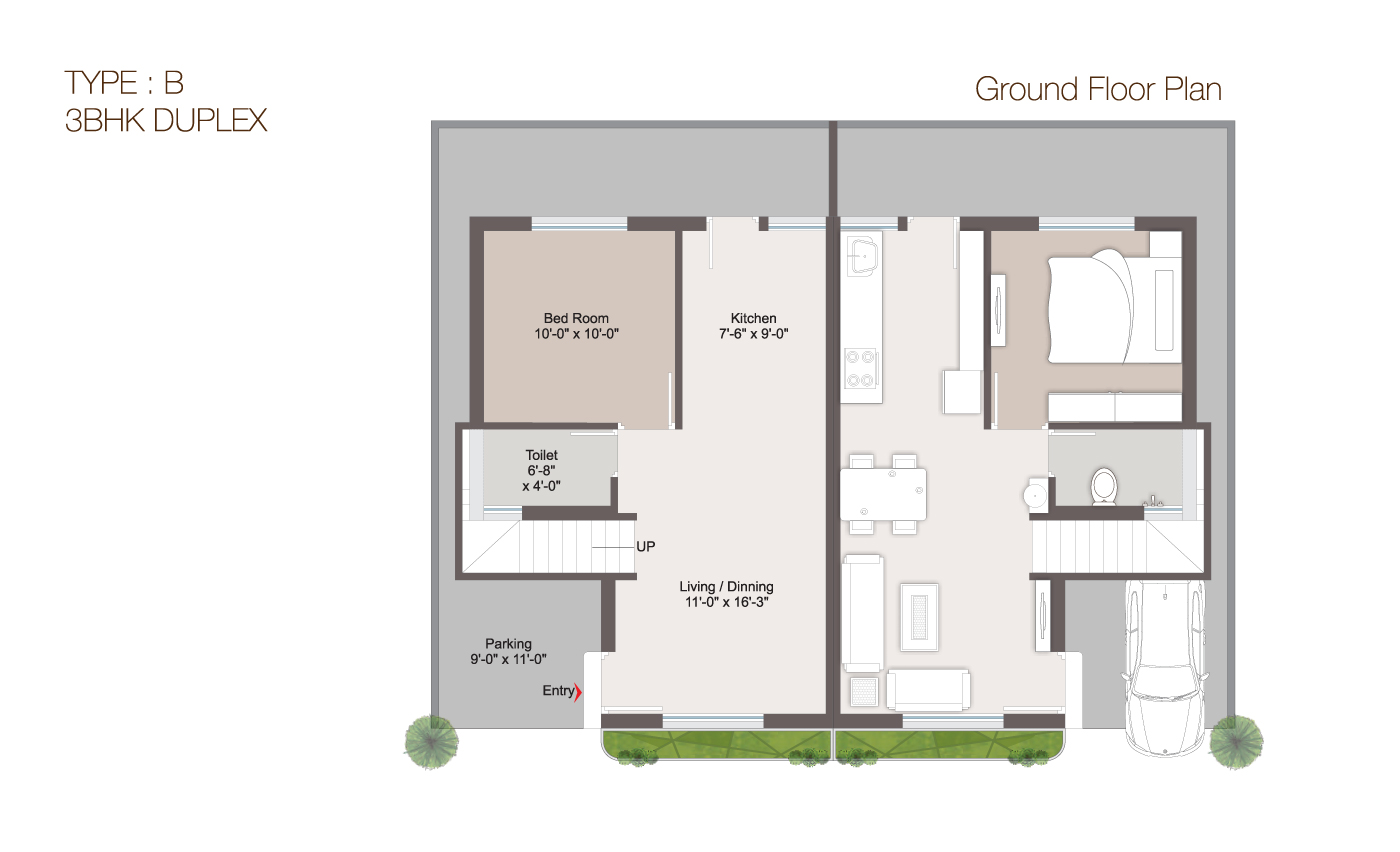 Type - B 3BHK Duplex