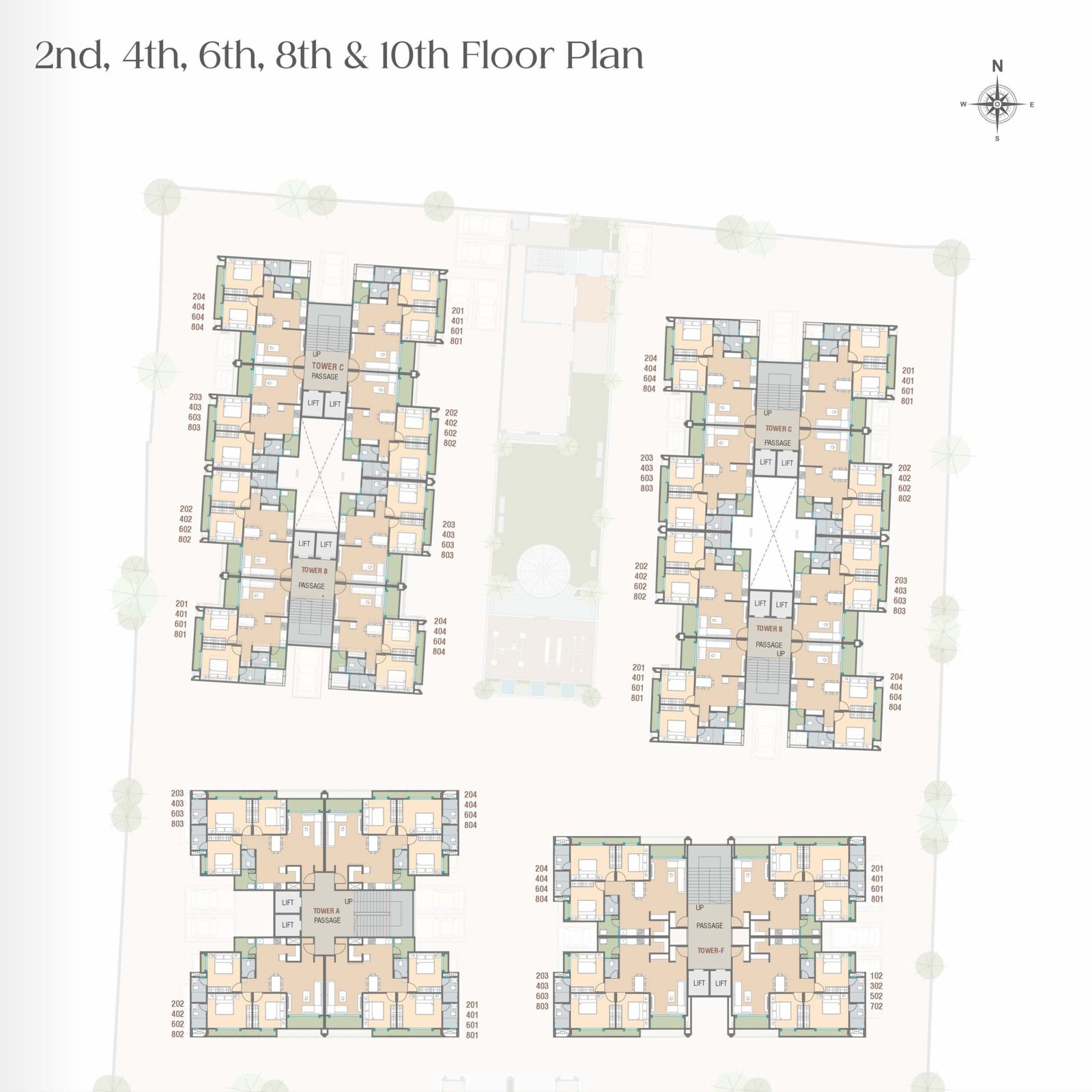 2nd, 4th, 6th, 8th & 10th Floor Plan